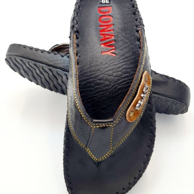 DÉP KẸP NAM DA BÒ - ĐÍNH KHUY CLASS THỜI TRANG 