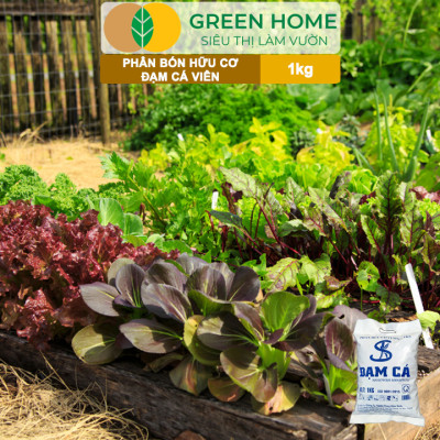 Phân Đạm Cá Greenhome, Bao 1kg, Viên Nén, Hữu Cơ Vi Sinh Bón Rau, Quả