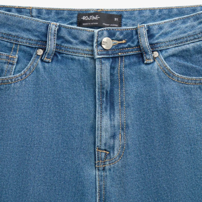 Quần jean nam RT form Straight Cropped màu Xanh nhãn vải ( form suông ống đứng) - RT 10S25DPA012 | ROUTINE CÀ MAU
