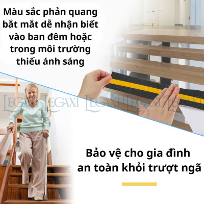 Băng Keo Nhám Phản Quang Chống Trượt Cầu Thang Bật Thèm 5cmx5Mét TránhTé Ngã Cho Người Lớn Và Trẻ Em
