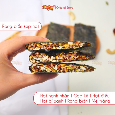Rong biển kẹp hạt dinh dưỡng Mailey Túi 250g - hỗ trợ ăn kiêng giảm cân, bánh ngũ cốc dinh dưỡng