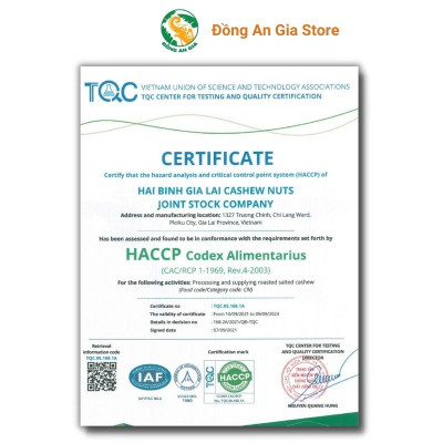 Hạt điều rang củi gói Zipper giấy Hải Bình 250g