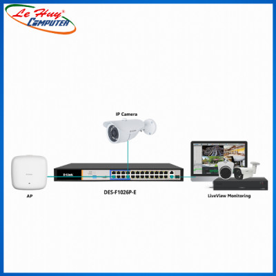 Bộ Chia Mạng Switch D-Link DES-F1026P-E 26 Cổng 10/100Mbps với 24 Cổng PoE và 2 Cổng Uplink - Hàng Chính Hãng