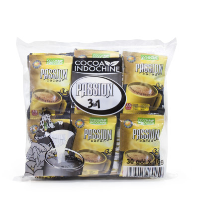 Bột Ca Cao Passion 3 in 1 CoCoa Indochine (Túi 30 gói x 16g) - MUA 3 TÚI TẶNG 1 HỘP MATCHA LATTE 100G