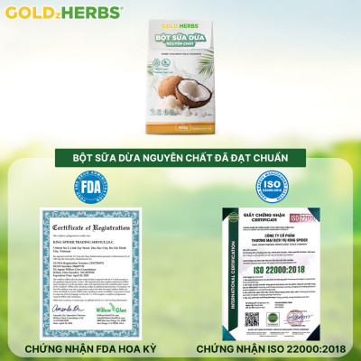 Bột sữa dừa nguyên chất GoldzHerbs – 14 gói/ 500g