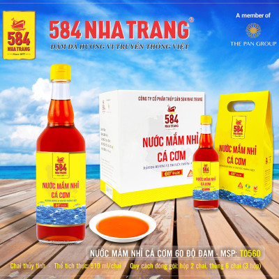 Nước mắm Nhỉ Cá cơm 584 Nha Trang - 60 độ đạm - Chai Thủy Tinh 510ml
