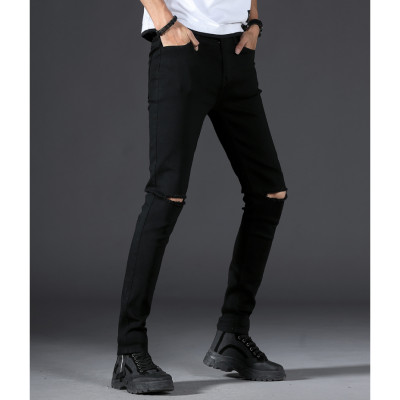 Quần Jean Nam Đen Trơn Rách Gấu SZone Chất - Vải Cực Bền Không Phai Màu Phong Cách Nổi Bật