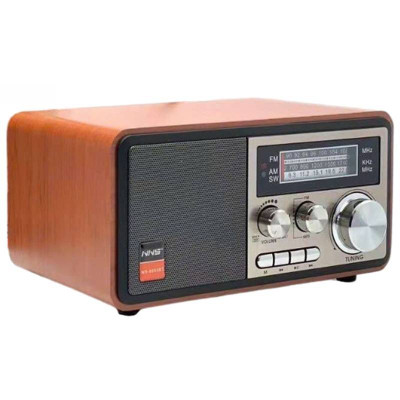 Đài Radio chất liệu gỗ bắt sóng khỏe, điều khiển từ xa, nghe nhạc Bluetooth, USB, điện 220V NNS 8093BT-Hàng Chính Hãng