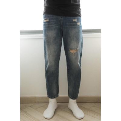 Quần jean nam Americus Gosani phom suôn thoải mái, xước rách nhẹ & wash sành điệu