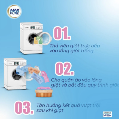 Túi 30 Viên Giặt Tiện Lợi MaxPure 4in1 - Công Nghệ Carezyme Hương Huyền Thoại