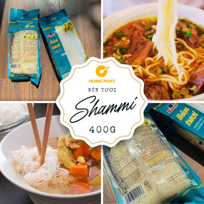 [Combo chung đôi] Bánh tráng gỏi cuốn Shammi tròn size 22cm túi 400g + Bún tươi Shammi túi 400g