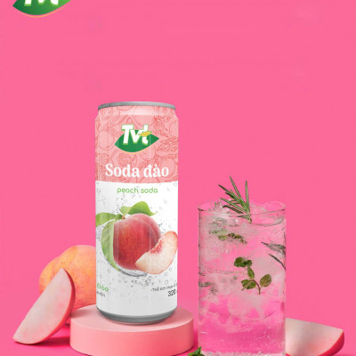 [Combo 12 lon 320ml] Soda Đào TVT - Nước cốt đào tự nhiên cùng soda nhẹ nhàng