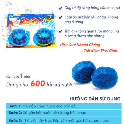Set 2 Vỉ (4 viên) thả vệ sinh khử mùi khử khuẩn bồn cầu Blueshot Hàn Quốc (1 viên 600 lần xả nước, dùng được hơn 1 tháng) - Hàng chính hãng