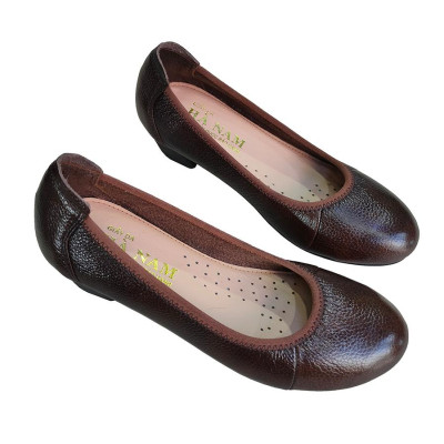 Giày Búp Bê Nữ Cao Gót HA NAM Da Bò Thật Thời Trang Cao Cấp 5cm GBBN2080