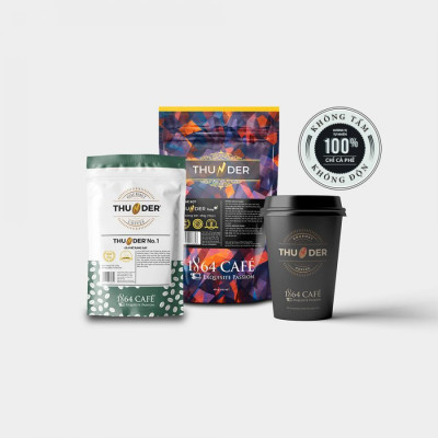 Cà Phê Bột Thunder No.3 Gu Việt Pha Phin/Pha Máy – 1864 CAFÉ trọng lượng tịnh 454g