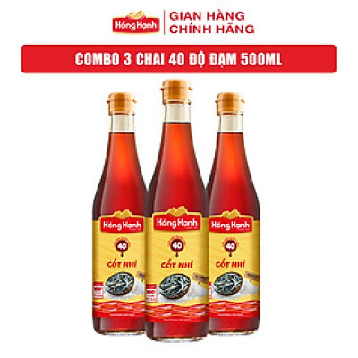 COMBO 3 chai Nước mắm truyền thống Phú Quốc Hồng Hạnh Cốt Nhỉ 40 độ đạm, dung tích 500ml - Chấm sống tuyệt ngon