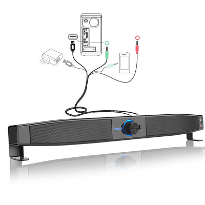 Loa được hỗ trợ bởi USB Rạp hát tại nhà - siêu trầm âm thanh nổi 5W với giắc cắm tai nghe micrô Hỗ trợ LINE IN Smalody Soundbar