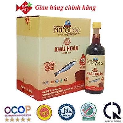 Nước mắm Khải Hoàn Phú Quốc 40-43 độ đam 520ml thùng 6 chai