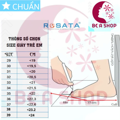 Giày quai hậu cho bé gái 3 phân KRO03 ROSATA tại BCASHOP đế xuồng, mũi tròn, êm ái giúp con thoải mái học tập, vui chơi