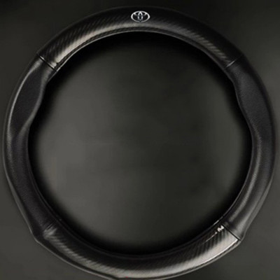 Bọc vô lăng TTAUTO cho xe ô tô từ 4 đến 7 chỗ chất liệu da vân carbon cao cấp có logo TOYOTA (Đen)