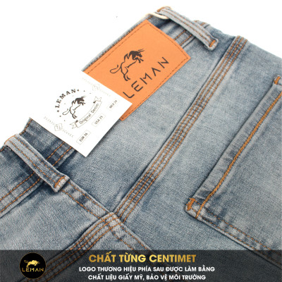 Quần Jean nam Leman xanh bạc rách JD18 - Slim Form
