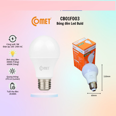 Bóng đèn Led Bulb Comet CB01F công suất 3W ánh sáng trắng