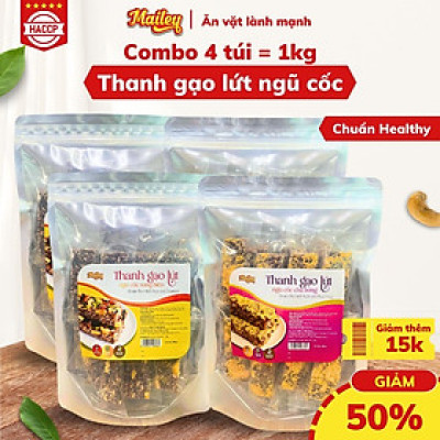 [COMBO 4 TÚI 1KG] Thanh gạo lứt chà bông/rong biển mix hạt Mailey Túi 250g - Bánh gạo lứt ăn kiêng hỗ trợ giảm cân