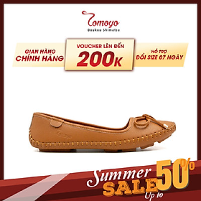 Giày Búp Bê Nữ Da Microfiber Đính Nơ Siêu Nhẹ Tomoyo TMW32202