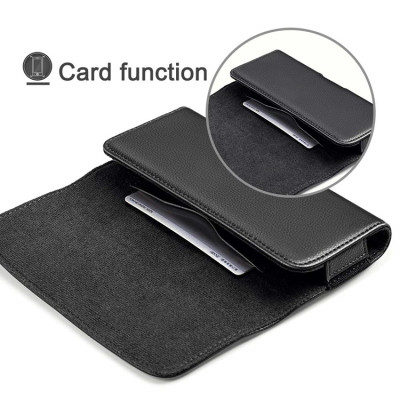 Case bao da đeo nịt da thật cho iPhone 11 12 13 14 Pro Max / 14 Plus / Note 20 / S22 / S23 ultra và các dòng máy từ 6.7 inch trở xuống hiệu HOTCASE Nuoku Elegant and Royal phiên bản đeo thắt lưng - có ngăn đựng thẻ, nắp gập hít nam châm  - Hàng nhập khẩu