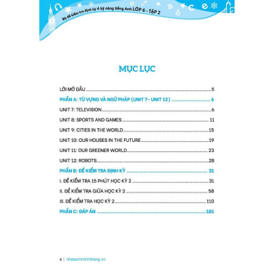 Sách - Global Success - Bộ Đề Kiểm Tra Định Kỳ 4 Kỹ Năng Tiếng Anh Lớp 6 - Có Đáp Án - Tập 2 - Minh Thắng
