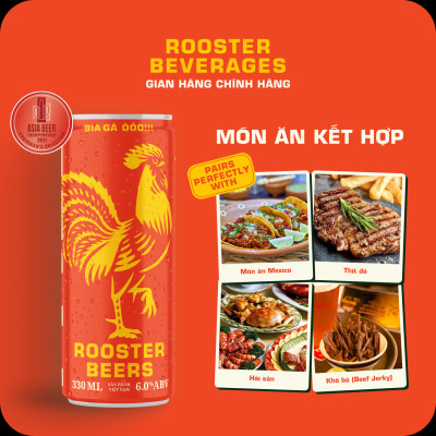 Bia thủ công | Rooster Beers Pale (Bia Gà Pale) Thùng 24 Lon cao Sleek can 330ml