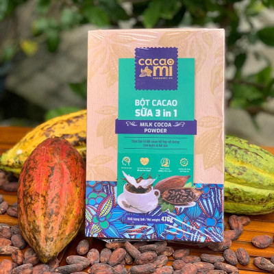 Thức uống socola chuẩn vị - Bột cacao sữa hoà tan 3in1 thơm ngon CacaoMi đặc sản Việt Nam làm quà biếu tặng 470g