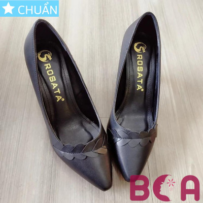 Giày cao gót nữ màu đen 8p RO441 ROSATA tại BCASHOP bít mũi, có nhấn dây trái tim lạ mắt, siêu dễ thương và thời trang