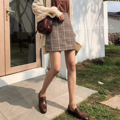 Chân váy ngắn dạ kẻ caro thời trang cho nữ