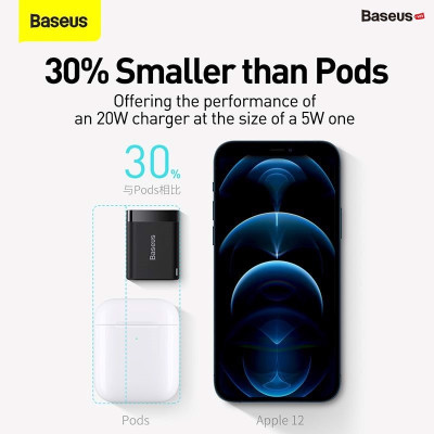 Bộ sạc nhanh IP13 Baseus 20W Super Si Pro Mini USB C sạc nhanh QC3.0 PD - Hàng chính hãng
