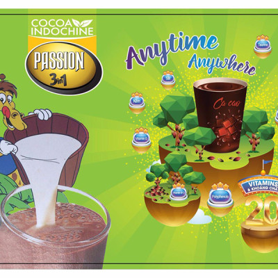 Bột Ca Cao Passion 3 in 1 CoCoa Indochine (Túi 30 gói x 16g) - MUA 3 TÚI TẶNG 1 HỘP MATCHA LATTE 100G