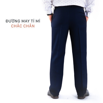 Quần Âu Nam  Công Sở Trung Niên Thương Hiệu Anton Dáng Rộng Xếp Ly Màu Xanh Than Mã QA103