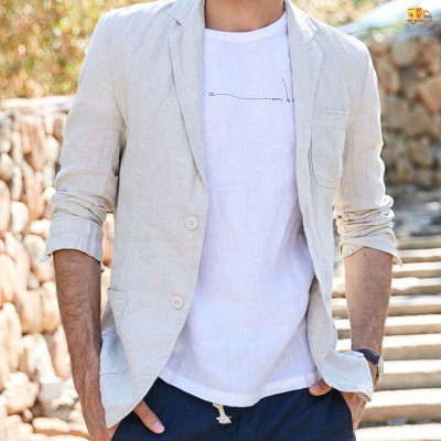 Áo vest blazer Linen nam dáng chuẩn công sở, chất vải linen tự nhiên mềm mại Haint Boutique Bz06