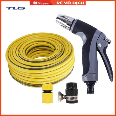 Bộ dây và vòi xịt tăng áp rửa xe tưới cây  (cút nhựa nối đen 712-2)