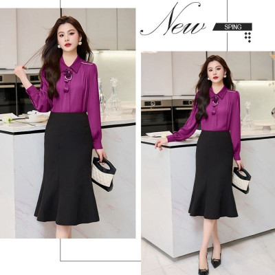 Chân váy đuôi cá midi dáng dài ôm body vải kaki thun co giãn - Vannhshop CV0089