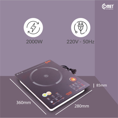 Bếp Hồng Ngoại Cảm Ứng Comet CM5536 – Hàng chính hãng - Công Suất 2000W, Mặt Kính Chịu Lực, Đa Chức Năng, Bảo Hành 12 Tháng