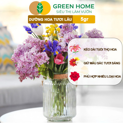 10Gói Dưỡng Hoa Tươi Lâu Greenhome, Longlife, Bón Cho Hoa Cắt Cành, Gói 5gr, Lâu Tàn, Không Hôi Nước