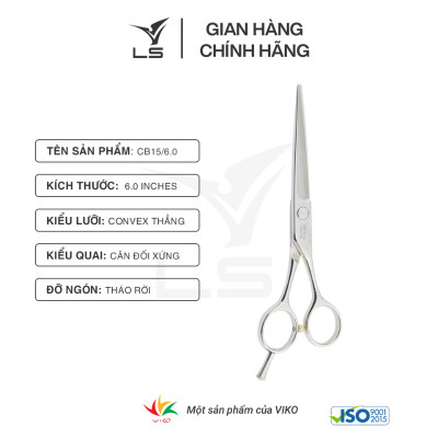 Kéo cắt tóc LS lưỡi thẳng quai cân đối xứng đỡ ngón tháo rời CB15/6.0