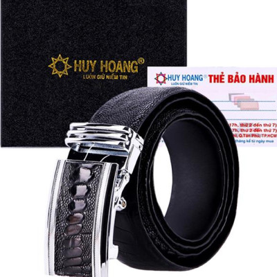 Thắt Lưng Nam Da Đà Điểu Bản Lớn Huy Hoàng HT4417 - Đen