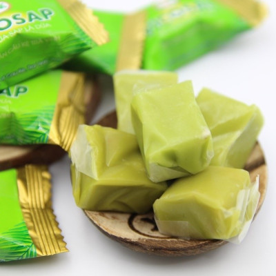 Kẹo dừa sáp VICOSAP vị lá dứa cacao nguyên chất kẹo mềm dẻo ít đường đặc sản Trà Vinh túi 100g