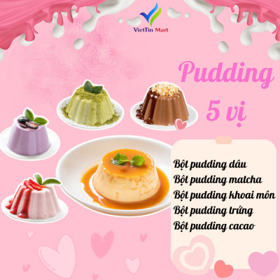 Set Làm Pudding 5 Vị Lựa Chọn Trứng, Dâu, Socola, Môn, Matcha VietTin Mart