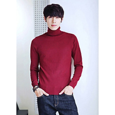 Áo thun len tay dài AT401 đỏ cổ cao