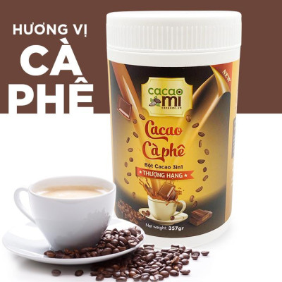 Bột cacao cà phê nguyên chất cao cấp CacaoMi hũ 357gr 