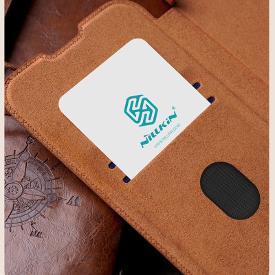 Bao da chống sốc ngăn đựng thẻ card cho Samsung Galaxy S25 Ultra / S25 Plus hiệu Nillkin Qin Pro - Da PU cao cấp, Viền TPU, sang trong, nắp trượt bảo vệ camera - Hàng nhập khẩu