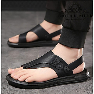 Dép nam xỏ ngón da trơn BHD55216 Dép quai hậu, thoải mái, êm chân, dễ chịu